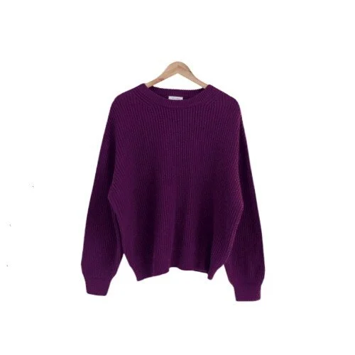 Woherb Women Solid Knitwear Sweaters Pullovers Female Long Sleeve Vintage O-Neck Knitted Jumpers Fashion Harajuku Oversized Sweater Top