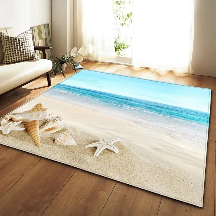 Beach Shell Starfish Carpet for Living Room Home Decoration Sofa Table Large Area Rugs Non-slip Bedroom Floor Mat Home Decor