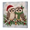 (20x20cm)Owl Xmas Pearl Painting Art Kits With Inner Frame Pearl Gem Paintings Picture Arts Craft for Adults Beginners Home Wall Decor