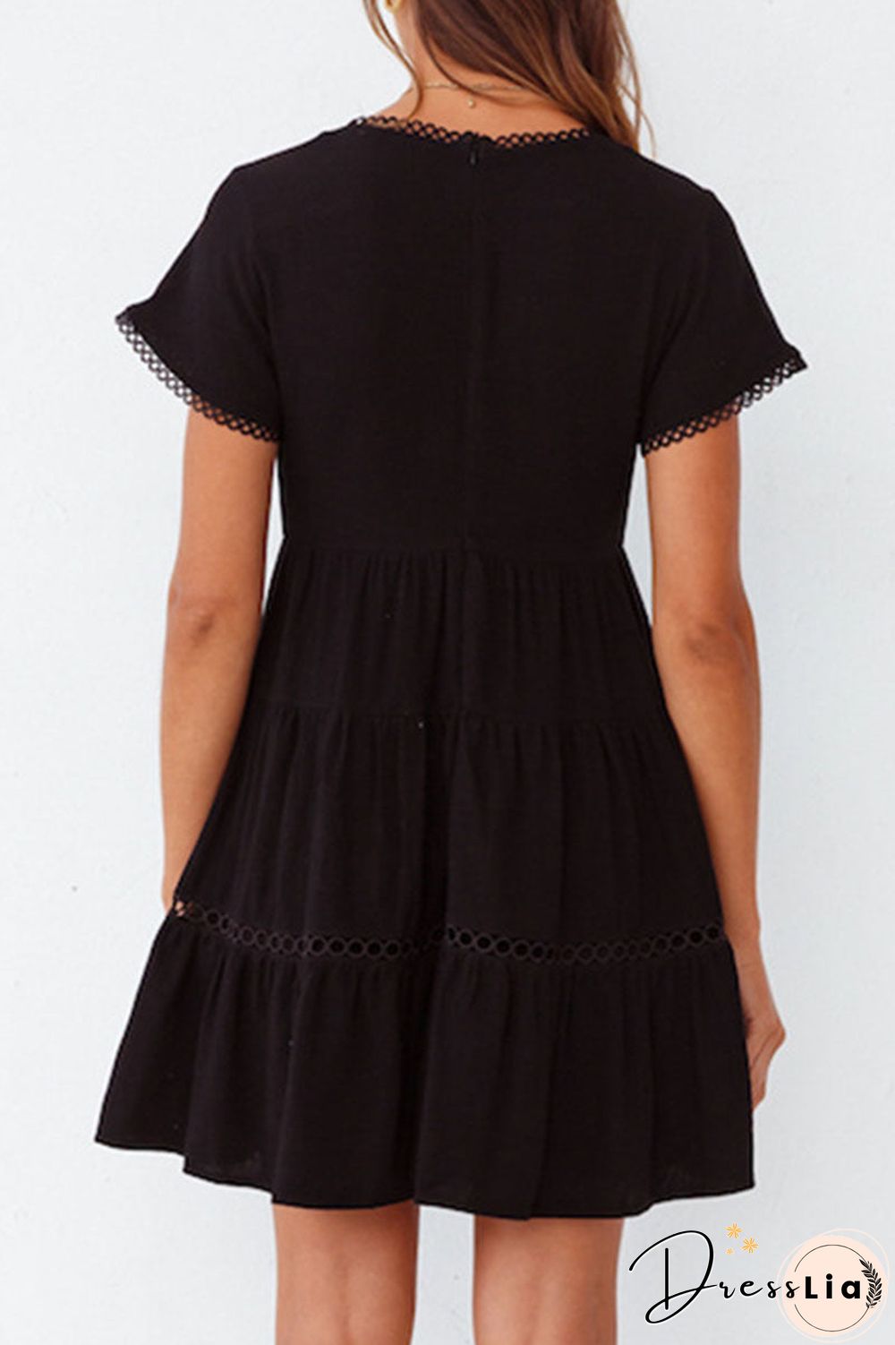 Fashion Street Solid  V Neck A Line Mini Dresses