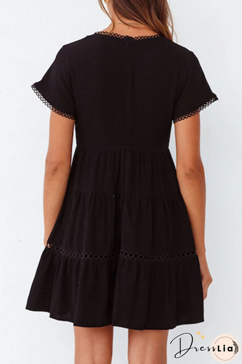 Fashion Street Solid  V Neck A Line Mini Dresses