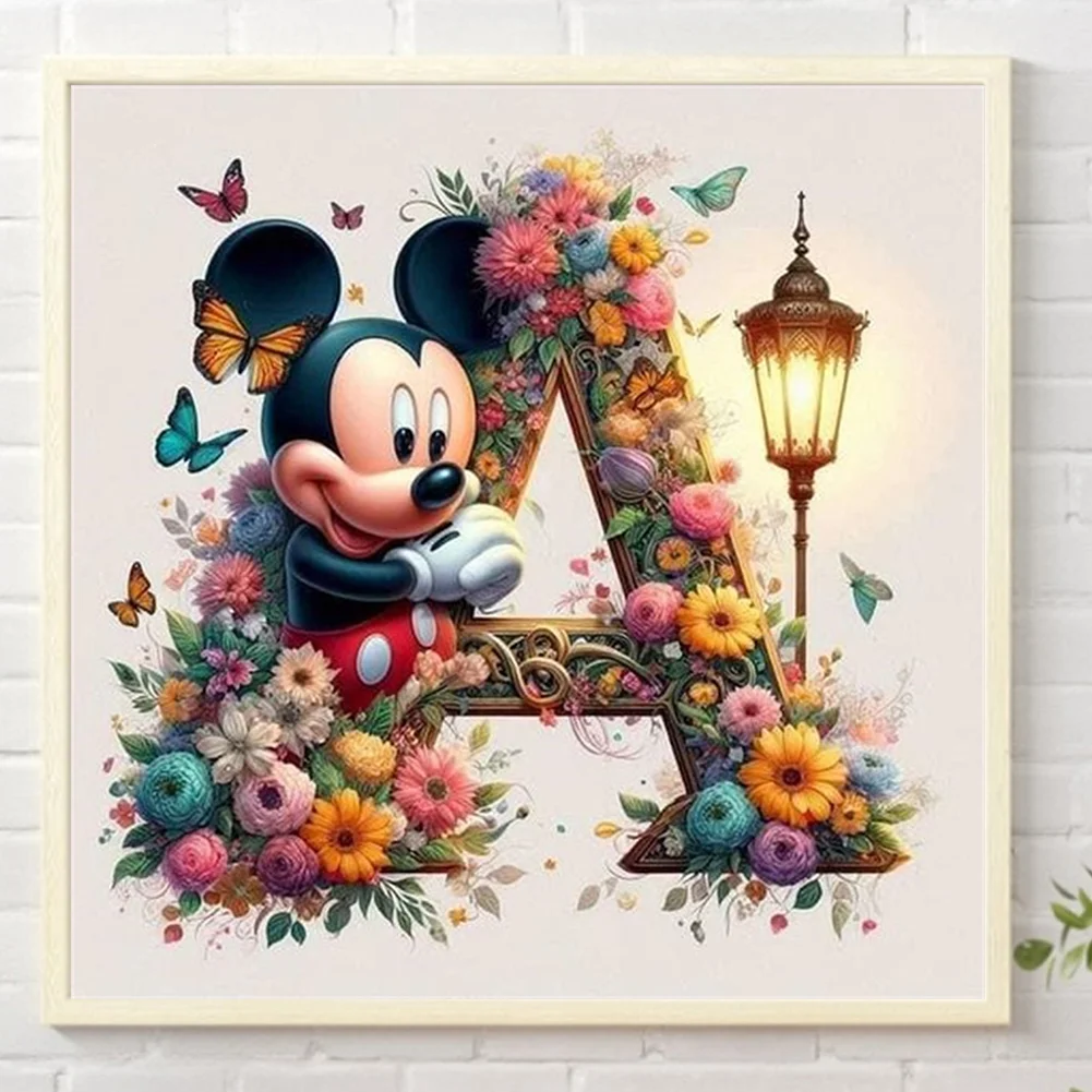 Partial AB Diamond Painting - Full Round Drill - Mickey Minnie Letters(Canvas|35*35cm)