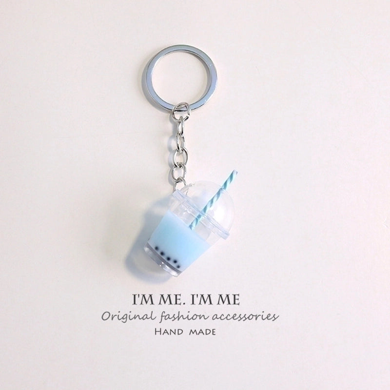 Minimalist Milk Tea Plastic Bag Pendant Keychain