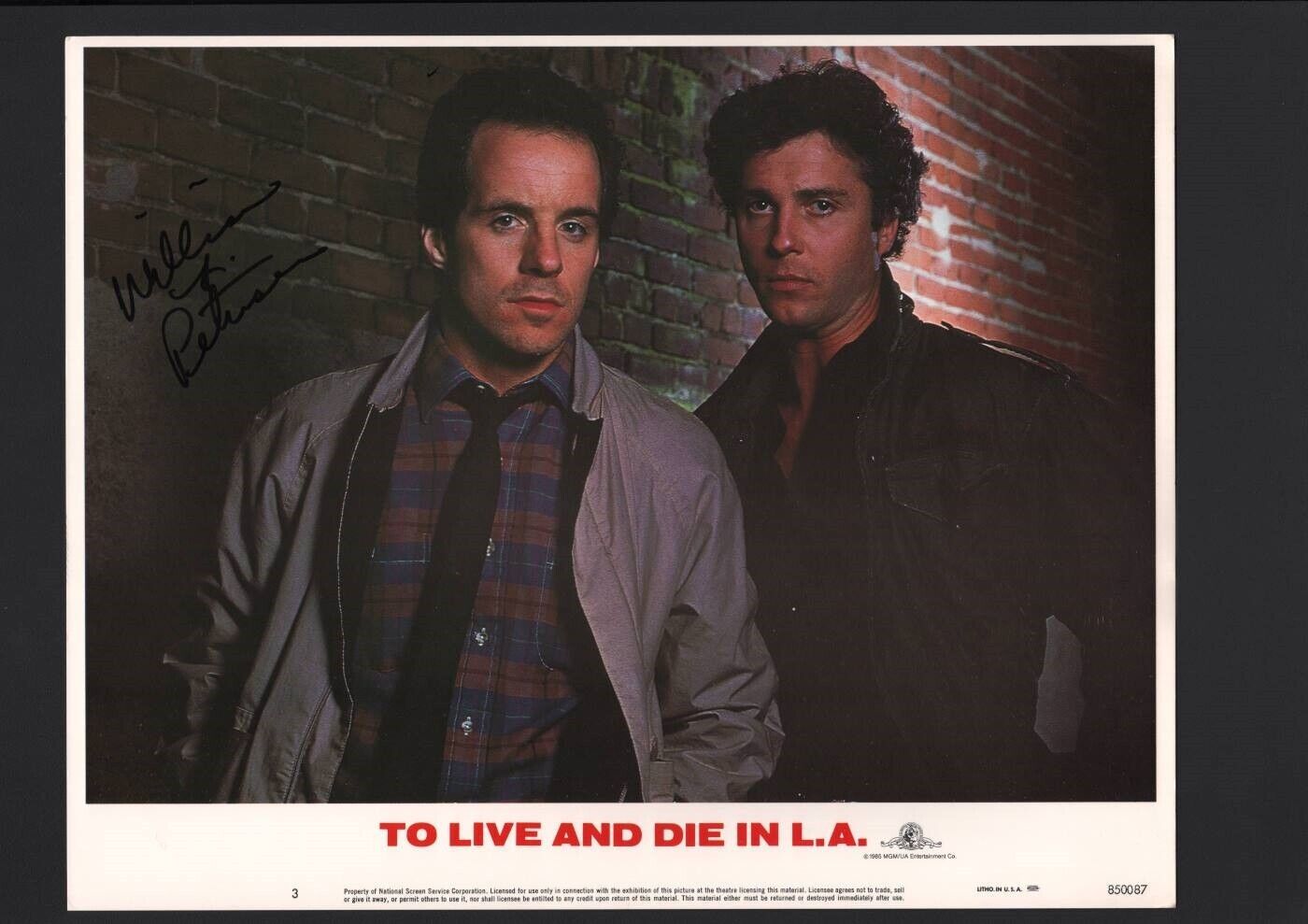 William Petersen - Signed Autograph Lobby Card - To Live and Die in L.A.