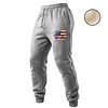 Men's Vintage American Flag Patriotic Fleece Zipper Pocket Elastic Drawstring Jogging Sweatpants by Inlyline