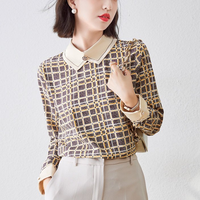 As Picture Checkered/plaid Shift Long Sleeve Shirts & Tops