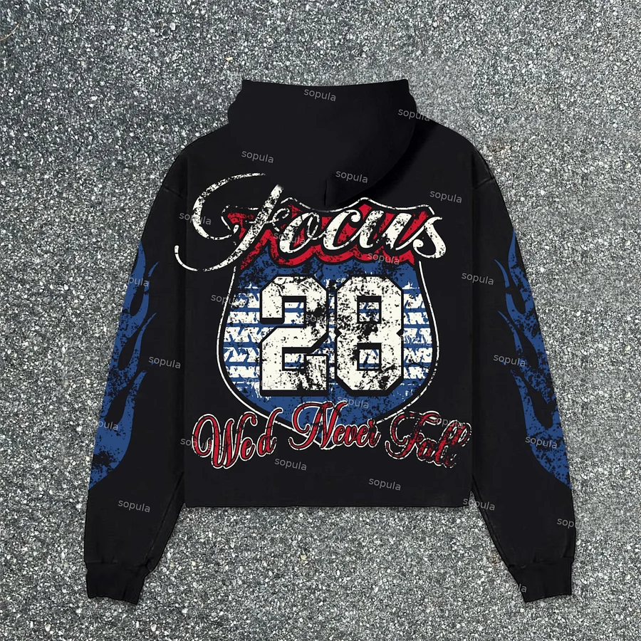 Sopula Focus On Retro Old Printed Graphics Pocketless Hoodie