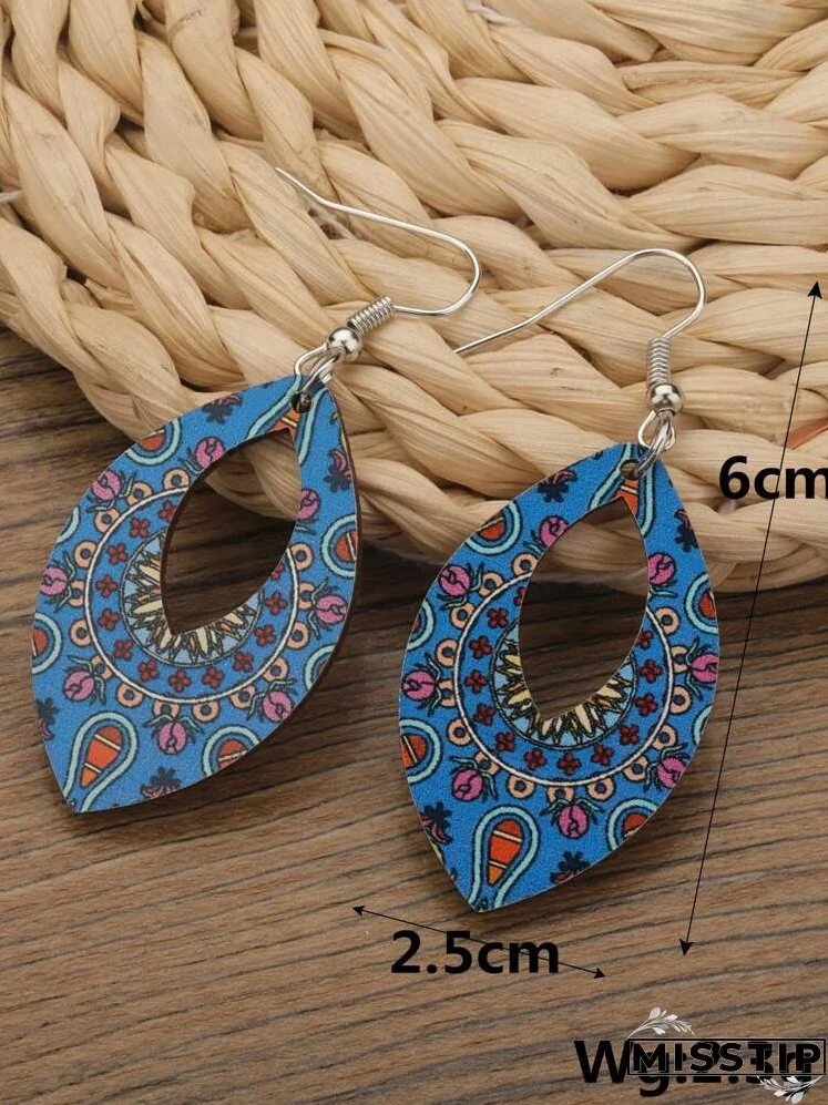 Flower Print Drop Earrings