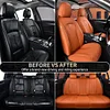 FLORICH Car Seat Covers Full Set, Leather Seat Covers for Cars, Orange Seat Cover, Waterproof Car Seat Cushion Universal Car Seat Protector Front Seats and Back Fit for Most Cars Trucks SUVs