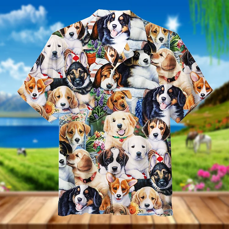 Cute Dogs|Unisex Hawaiian Shirt