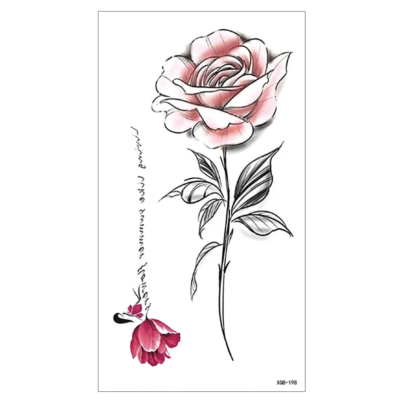 Waterproof Temporary Tattoo Sticker Snake Flower Rose Flash Tattoos Lace Fox Lion Bird Body Art Arm Skull Fake Sleeve Tattoo
