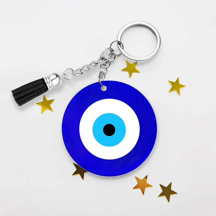 Llavero redondo de acrílico amuleto de buena suerte ojo azul turco personalizado con 1 nombre