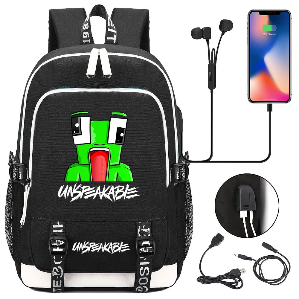 Buzzdaisy Unspeakable Double-Sided Backpack with USB Charging and 15-Inch Laptop Protection - Multi-Pocket Large Capacity School Bag