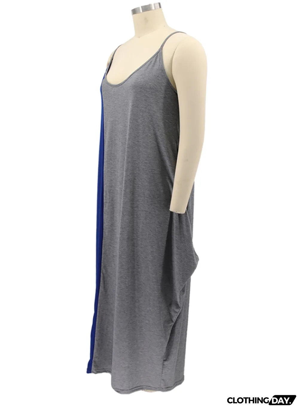 Summer Plus Size Contrasted Color Sleeveless Long Maxi dress