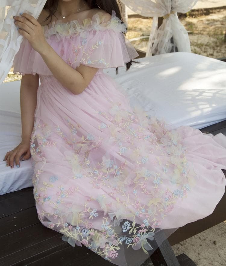 Green/Pink Fairy Gown Maxi Dress SP179096