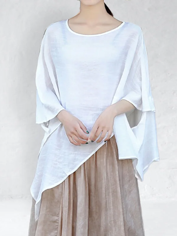 Cotton Blend Irregular Hem Tunic