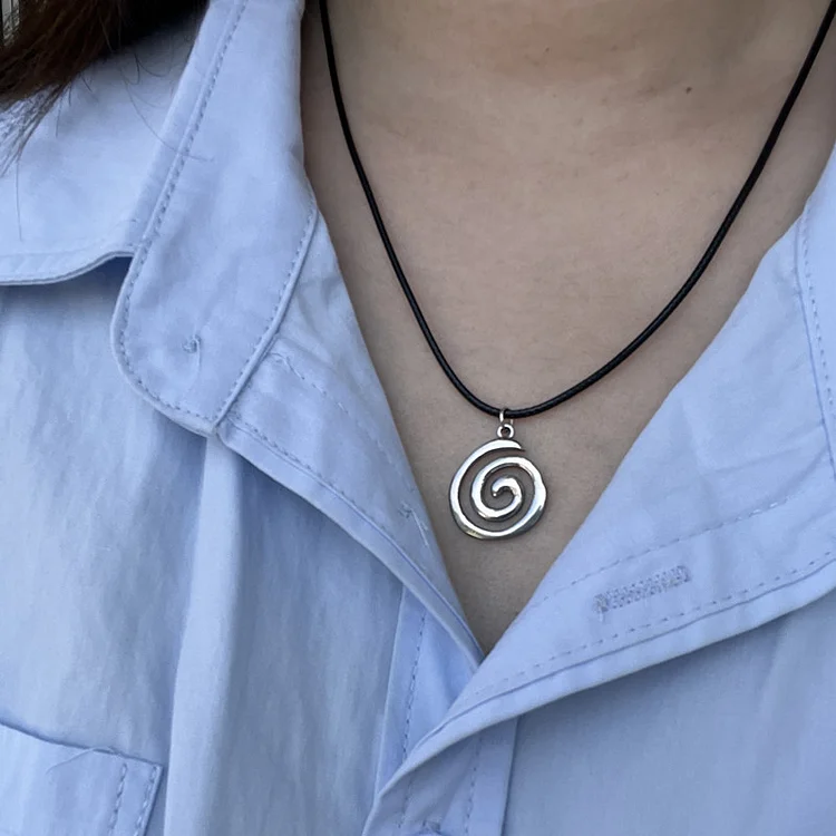spiral pendant necklace Y2K Fairycore Grunge Leather cord
