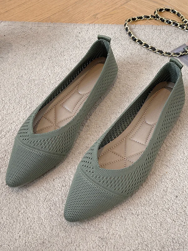 Solid Color Hollow Breathable Flat Shoes
