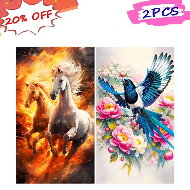 Magpie and Horse 40*70cm (Canvas) Full Round Drill Diamond Painting gbfke