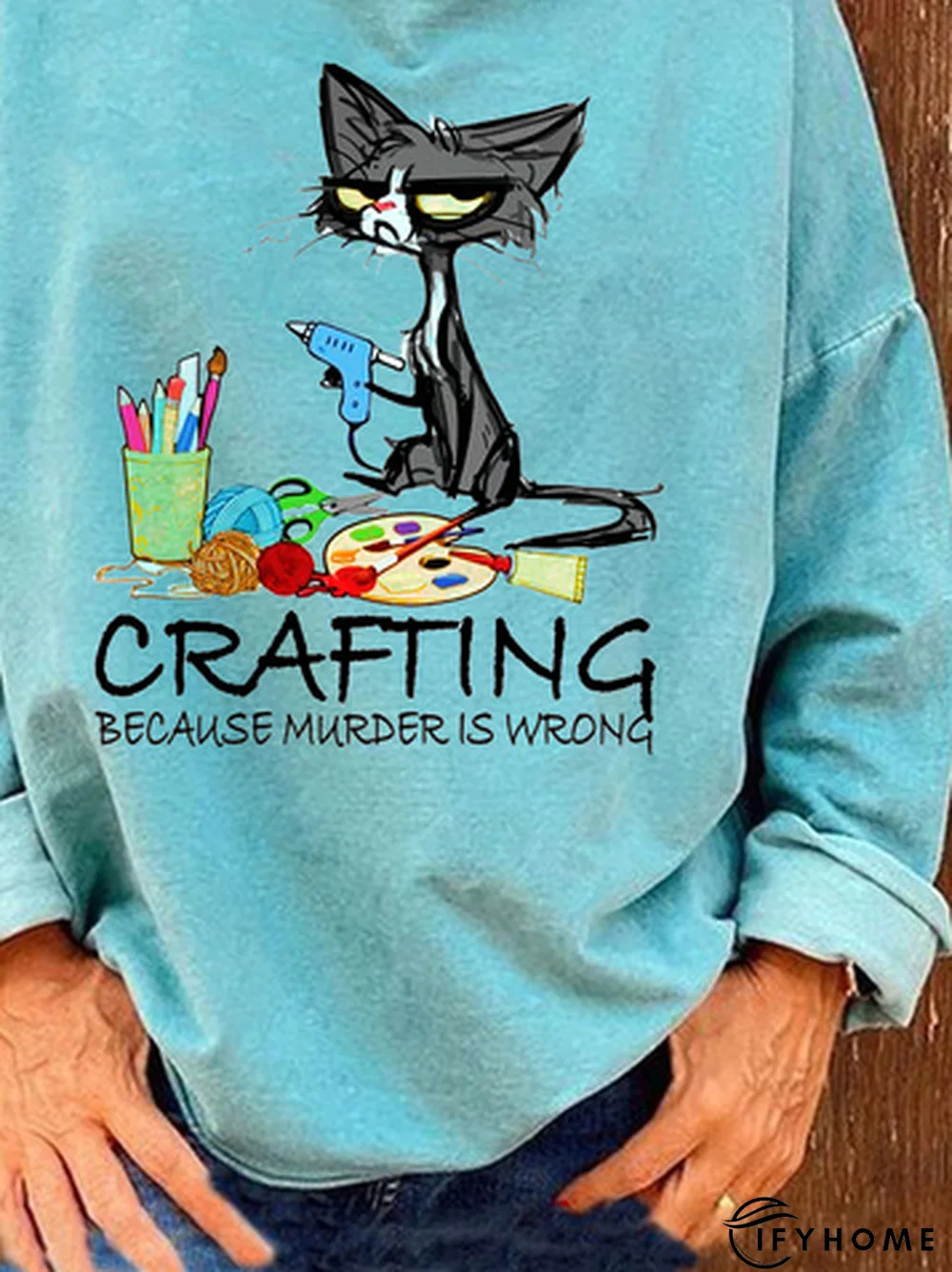 Loose Text Letter Crew Neck Sweatshirt | IFYHOME