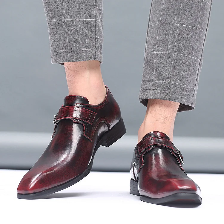 Gradient Color Pointy Toe Buckle Dress Shoes
