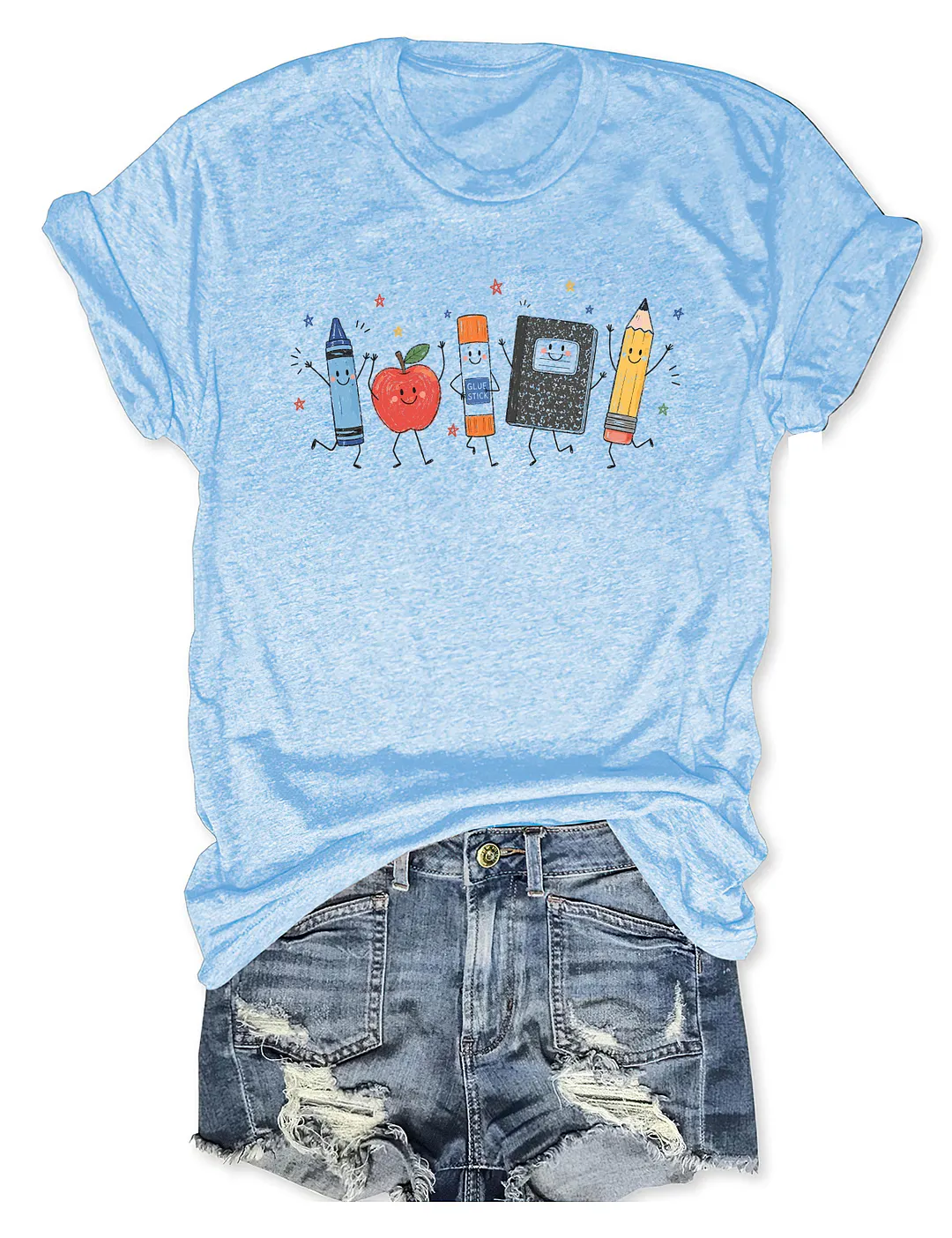 Cute Crayon Apple Pencil Notebook T-shirt