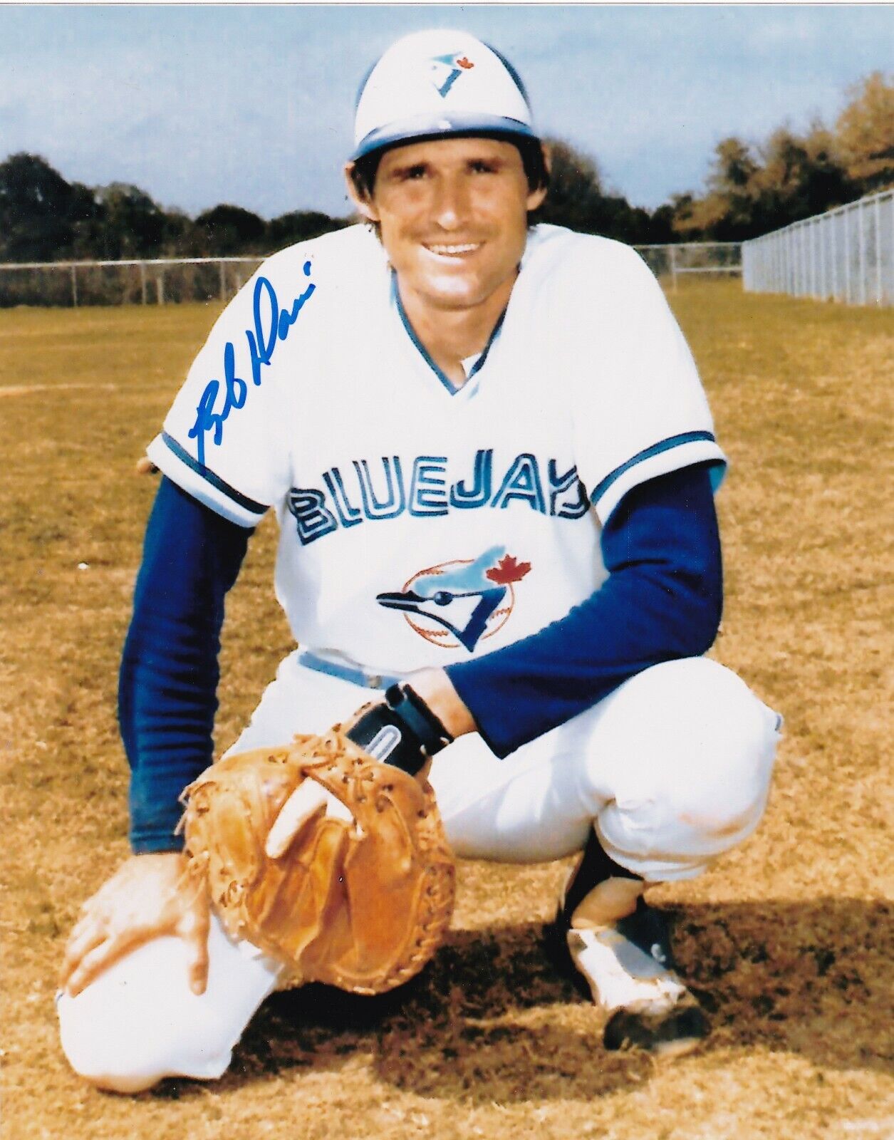 BOB DAVIS TORONTO BLUE JAYS ACTION SIGNED 8x10