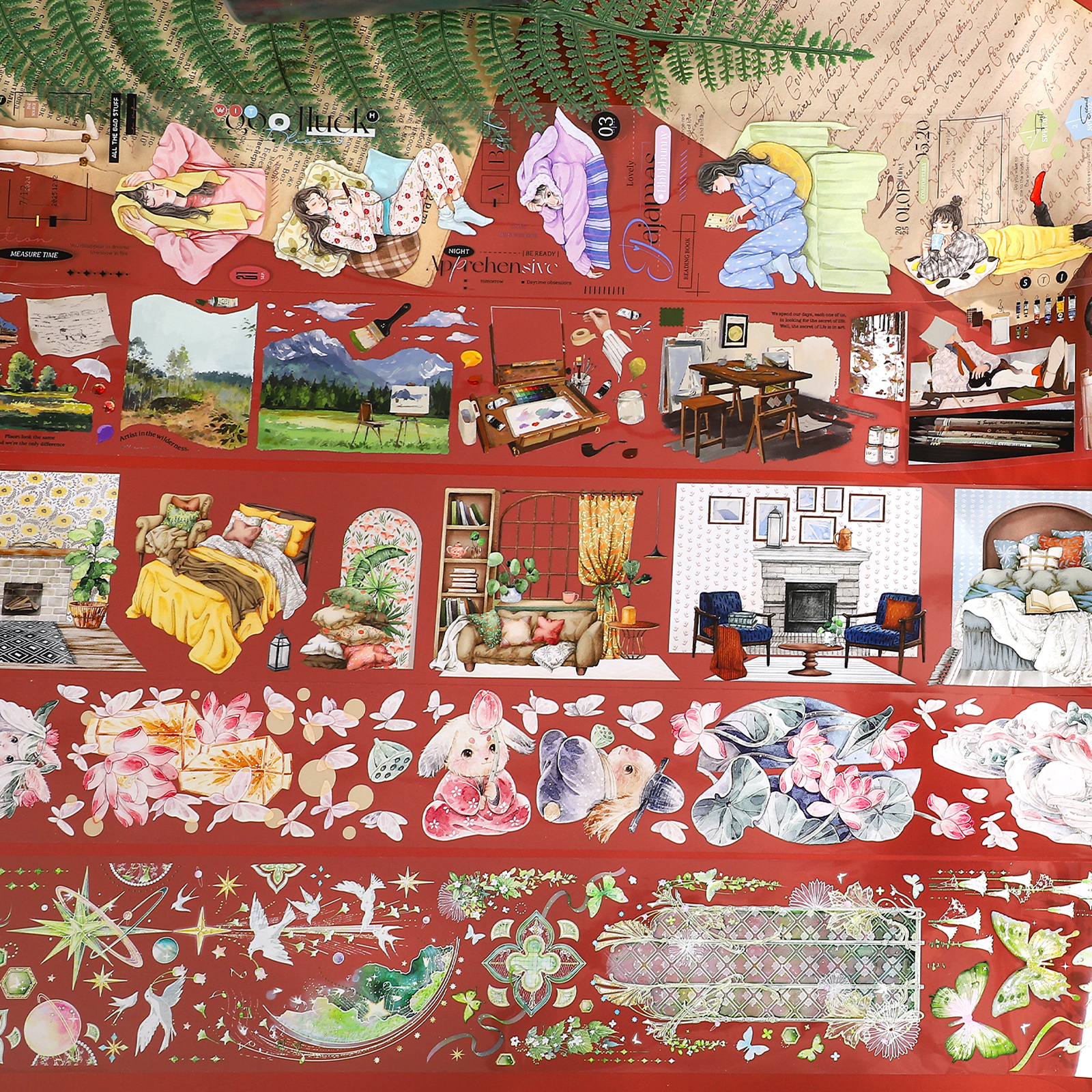 PET 테이프 - 600cm/1000cm 빈티지 캐릭터 꽃 여행 침실