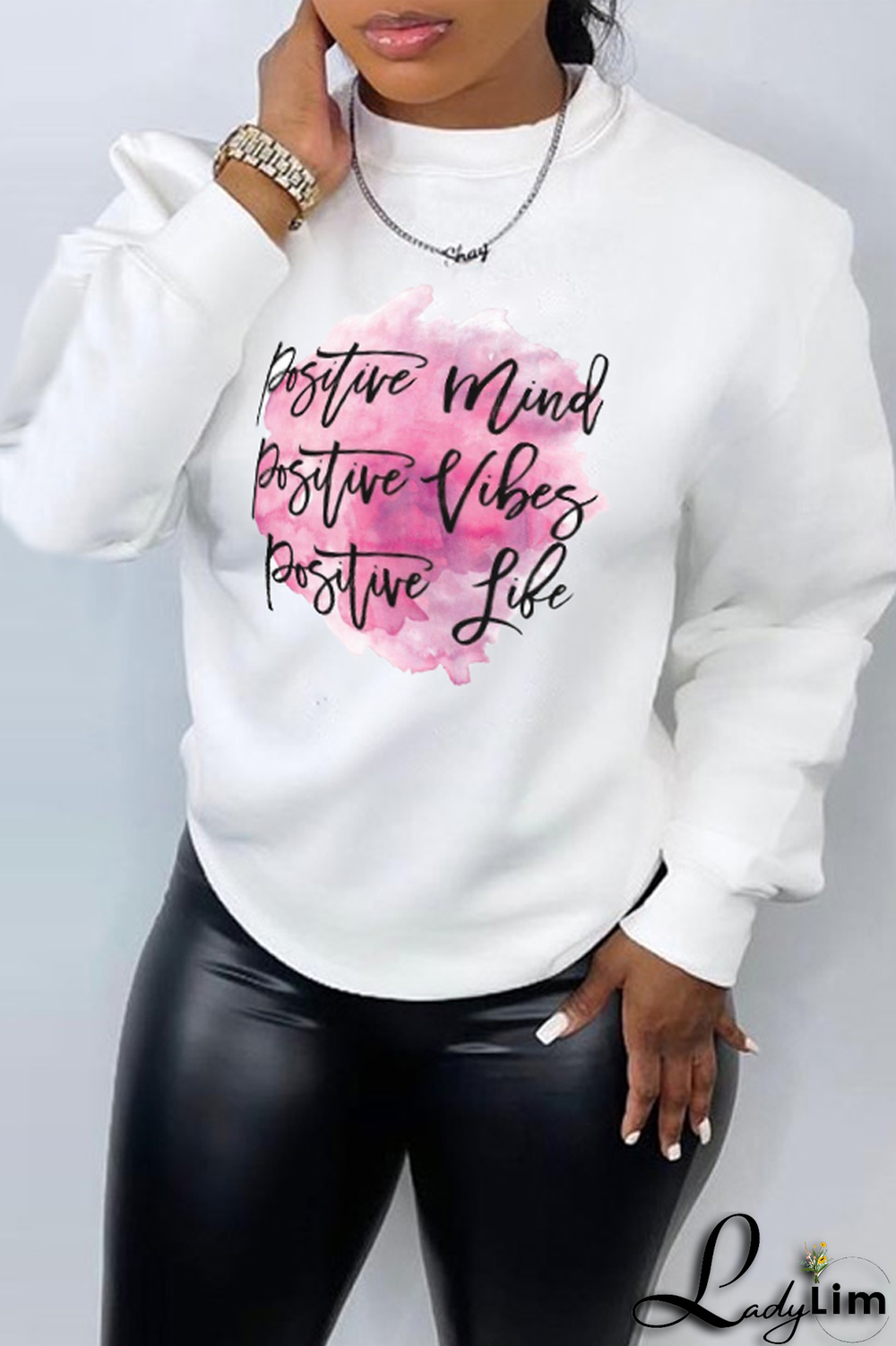 Blue Casual Street Print Patchwork Letter O Neck Tops