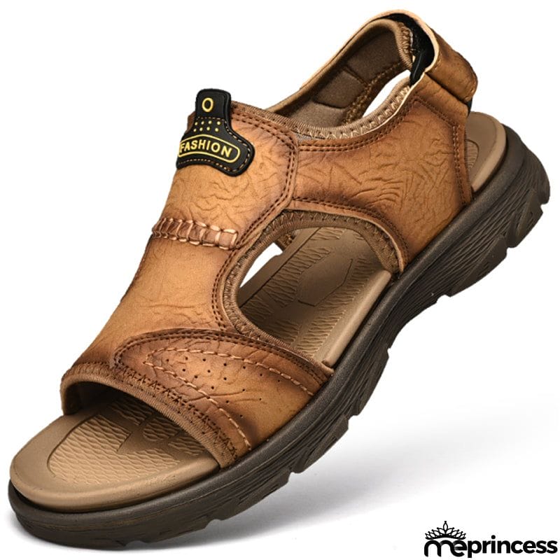 New Mens Casual Open Toe Cowhide Leather Sandals