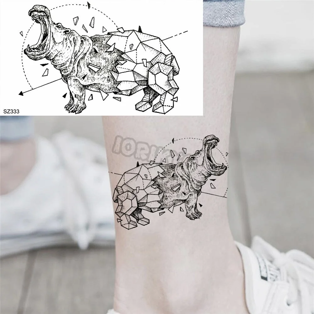 Minimalist Panda Small Temporary Tattoos For Women Men Realistic Seahorse Gorilla Tiger Fake Tattoo Sticker Arm Tatoos Body
