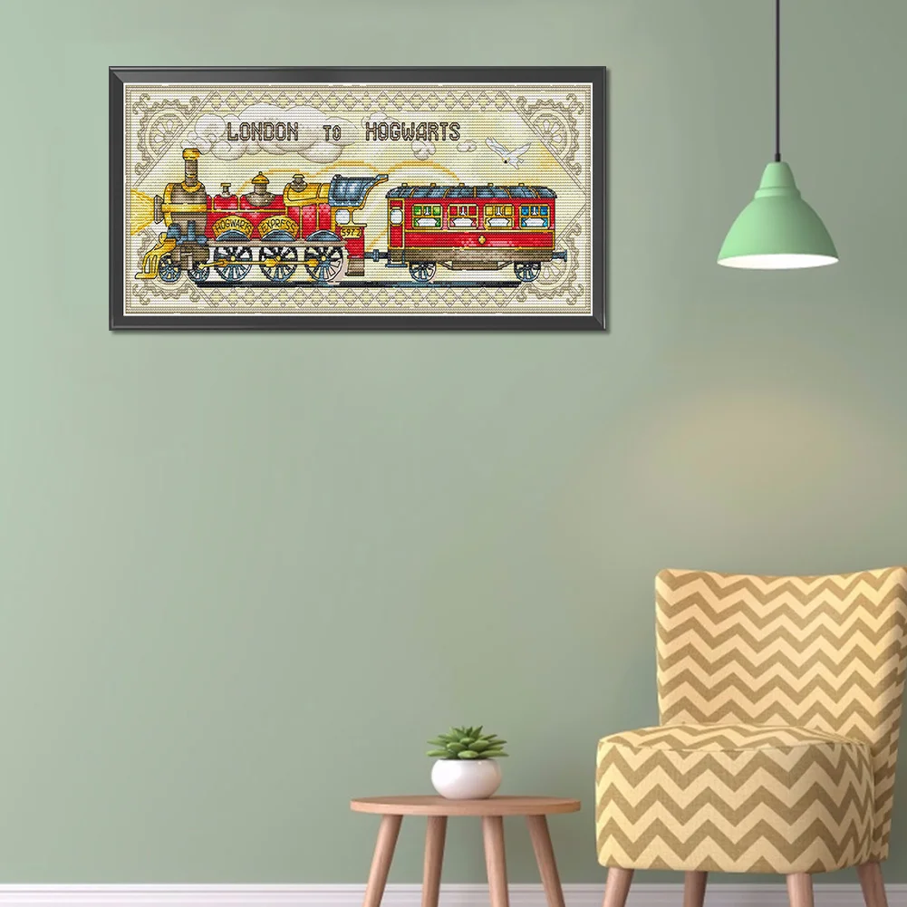 Full Counted Cross Stitch 14CT - London to Hogwarts(44*19cm)