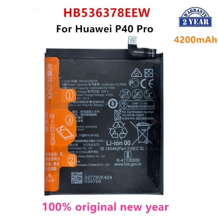 100% Orginal  HB536378EEW 4200mAh Phone Battery For HUAWEI P40 Pro P40Pro Replacement Batteries