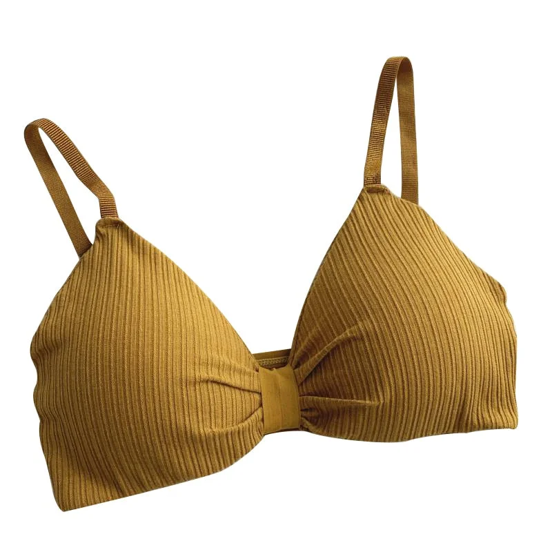 Korean Style Bralette Seamless Deep V Sports Bra Tube Top Sexy Women Underwear Crop Top Bra Push Up Bra For Female Triangle Cup