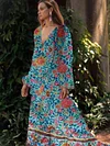 Floral Printed Empire Long Sleeves Maxi Dress
