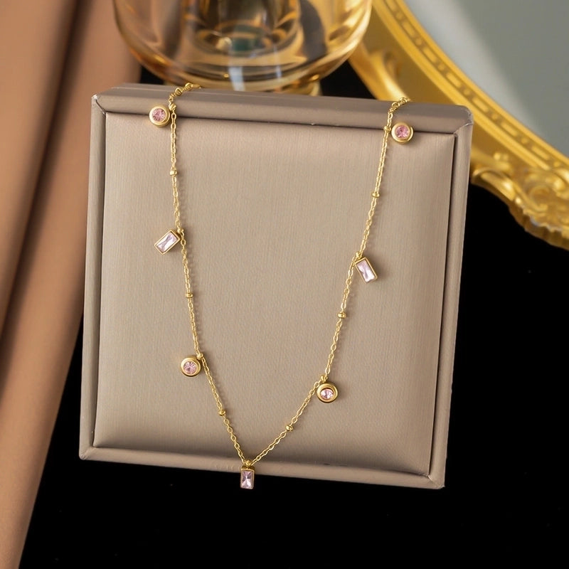 Sweet Heart Shape Floral Titanium Steel Plating Necklace