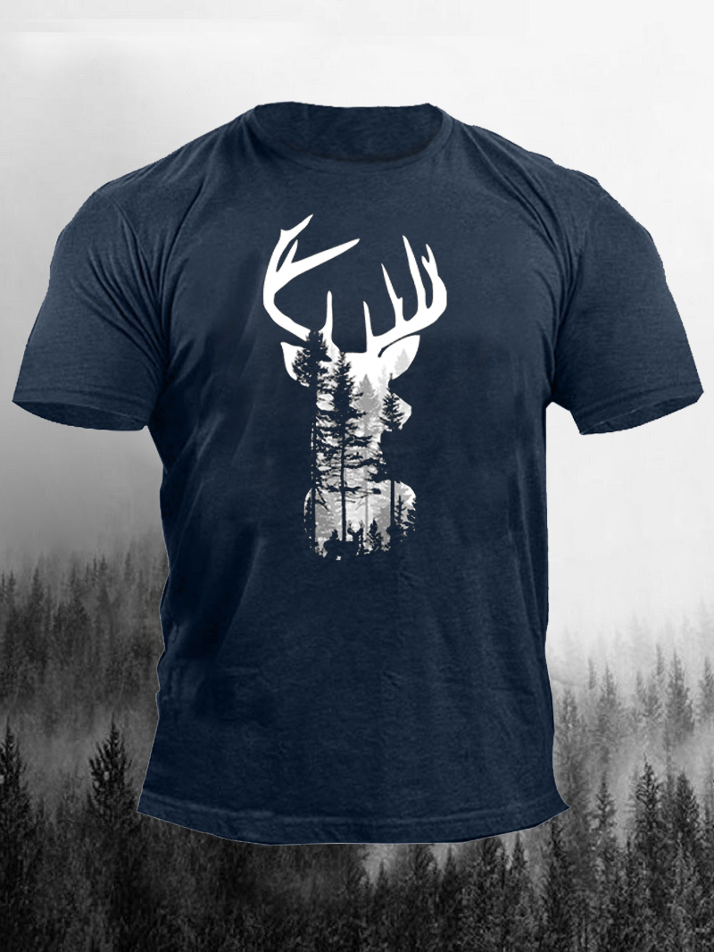 Forest Elk Printed Casual Mens T-Shirt