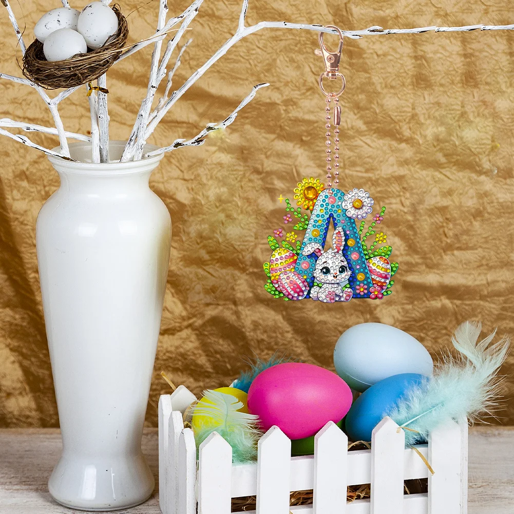 DIY PET Double Sided Special Shaped Easter Alphabet A Diamond Painting Keychain