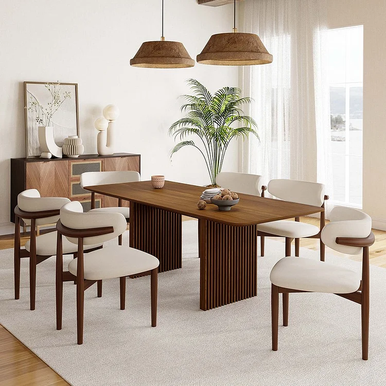 Mid Century Modern Rectangular Walnut Wood Dining Table