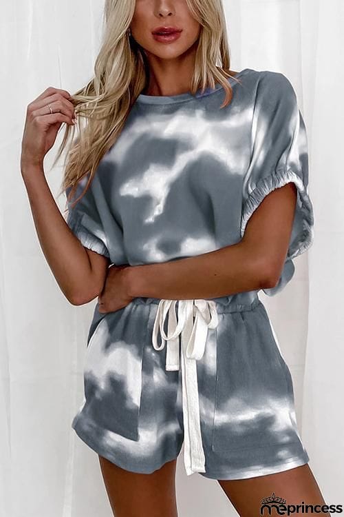 Tie Dye Drawstring Short Set