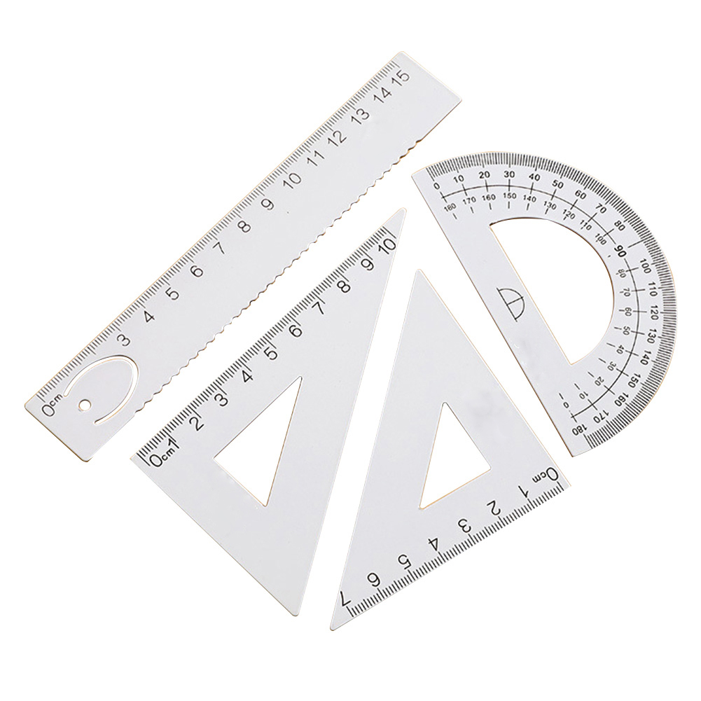 

4pcs Ruler Drawing Geometry Triangle Ruler Straightedge Protractor (White), 501 Original