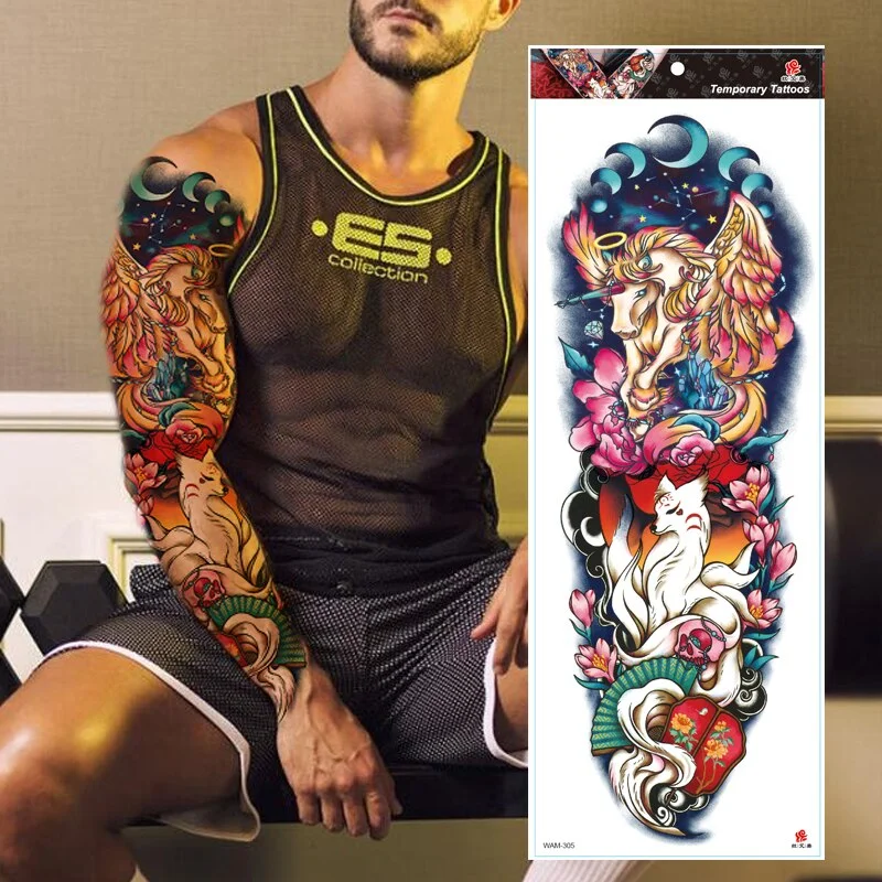 New 1 Piece Temporary Tattoo Sticker Tribal style Tattoo with Arm Body Art Large Fake Tattoo Sticker