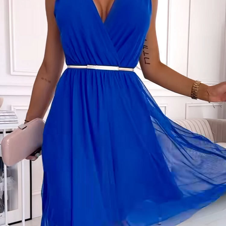 💃V-Neck Sleeveless Chiffon Dress💕