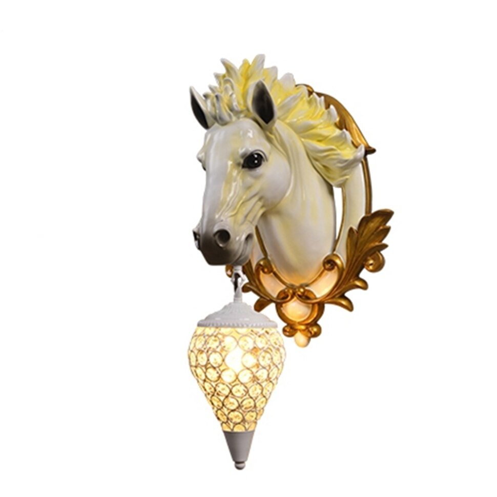 Nordic Vintage Wall Lamp Home Decor Luxury Horse Loft Resin Animal Led Wall Light Bedroom Wall Sconce Indoor Lighting Fixtures