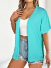 Vibrant Solid Color Open Front Cardigan - Soft, Versatile, Short Sleeve, Perfect for Spring & Summer - Women's Essential Clothing for Everyday Wear