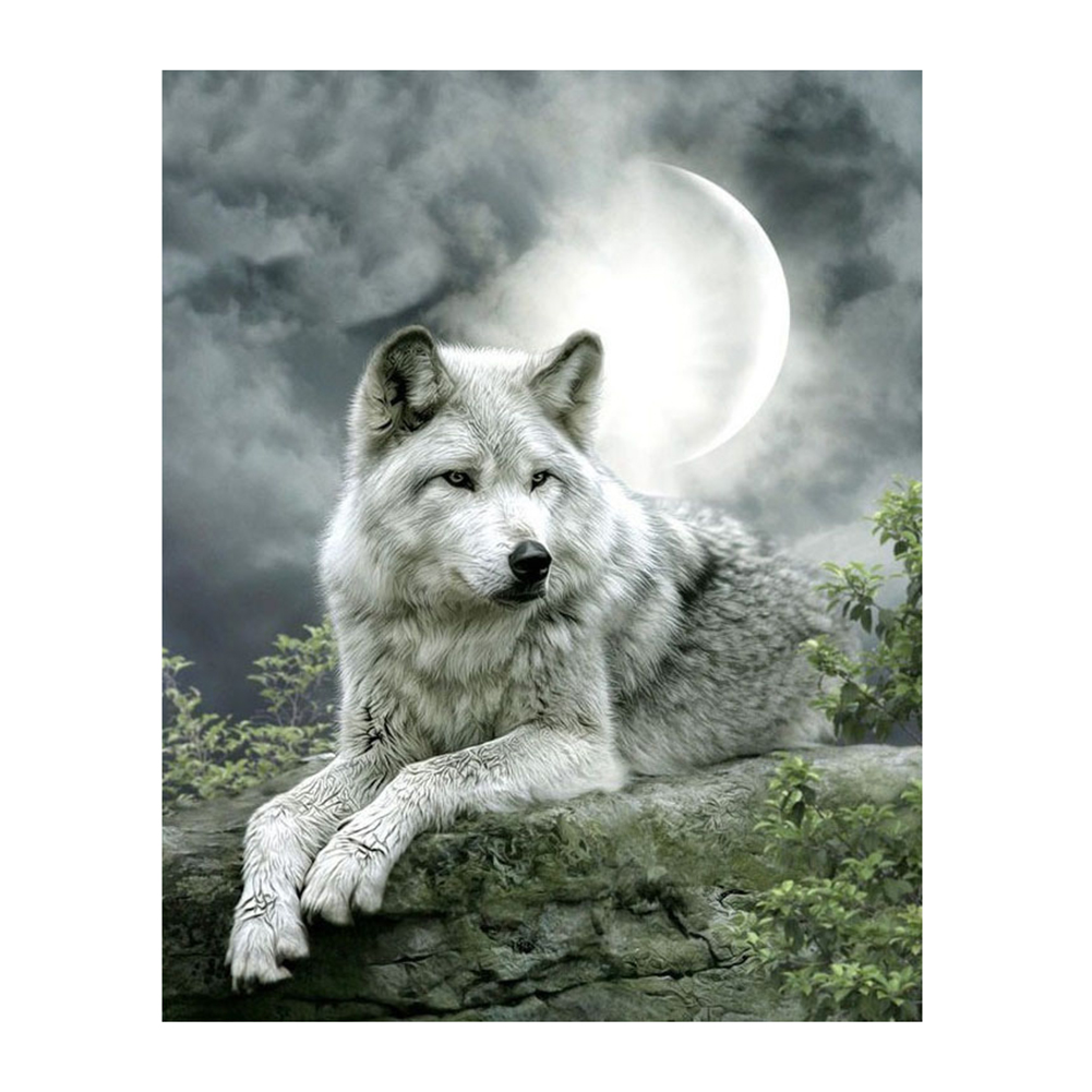 

30*40CM - Moonlight Wolf - Round Drill Diamond Painting, 501 Original