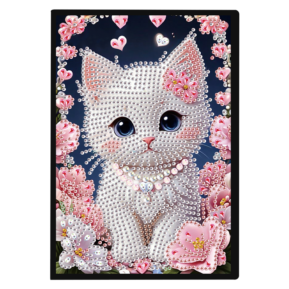 50 Pages A5 Special Shaped Flower Cat 5D Diamond Drawing Book Art for Students