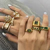 Stylish Rhinestone Zircon Pearl Golden Rings