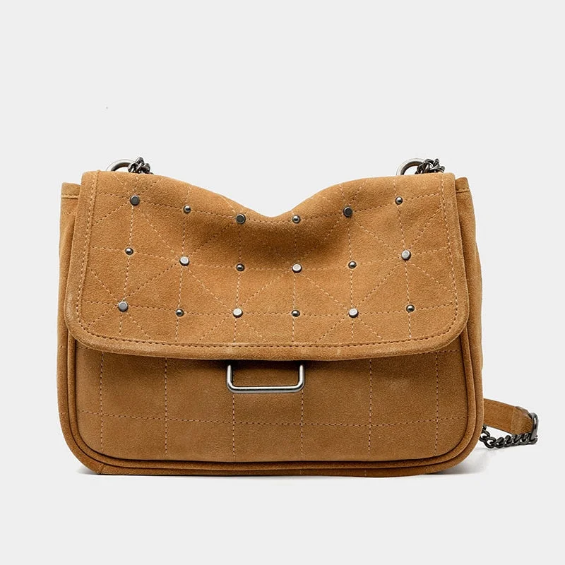 Ladies New Rivet Stray Shoulder Bag Large Capacity Lady's Chain Crossbody Bag Luxury Leather Women Designer Purses and Handbag