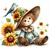 Schönes Sonnenblumenmädchen - runder Bohrer Diamantmalerei - 30*30cm